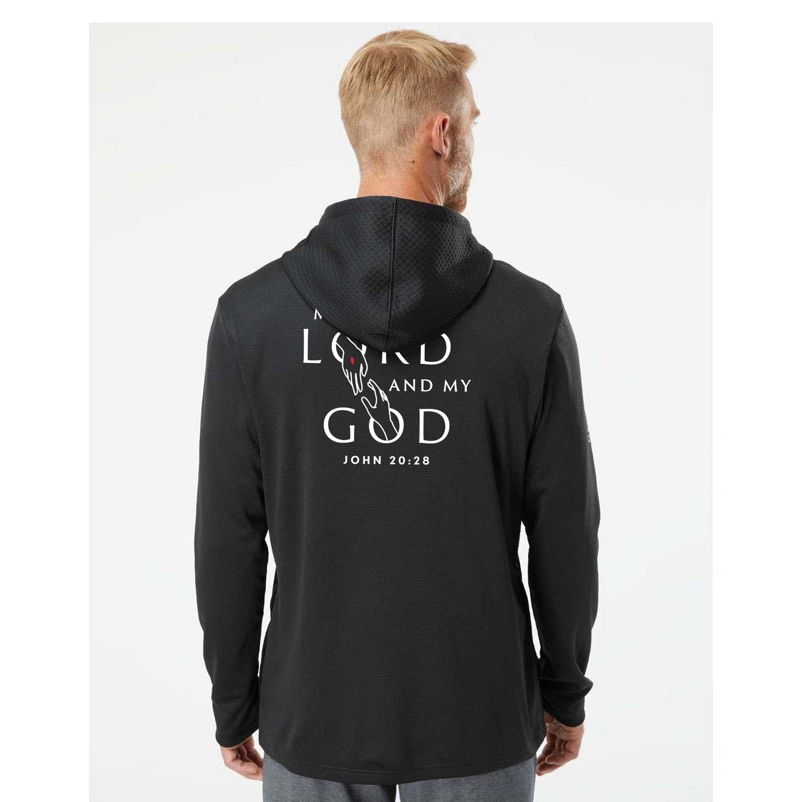 St. Thomas Catholic Church AdidasÂ - Textured Mixed Media Hooded Sweatshirt Printed - Mato & Hash