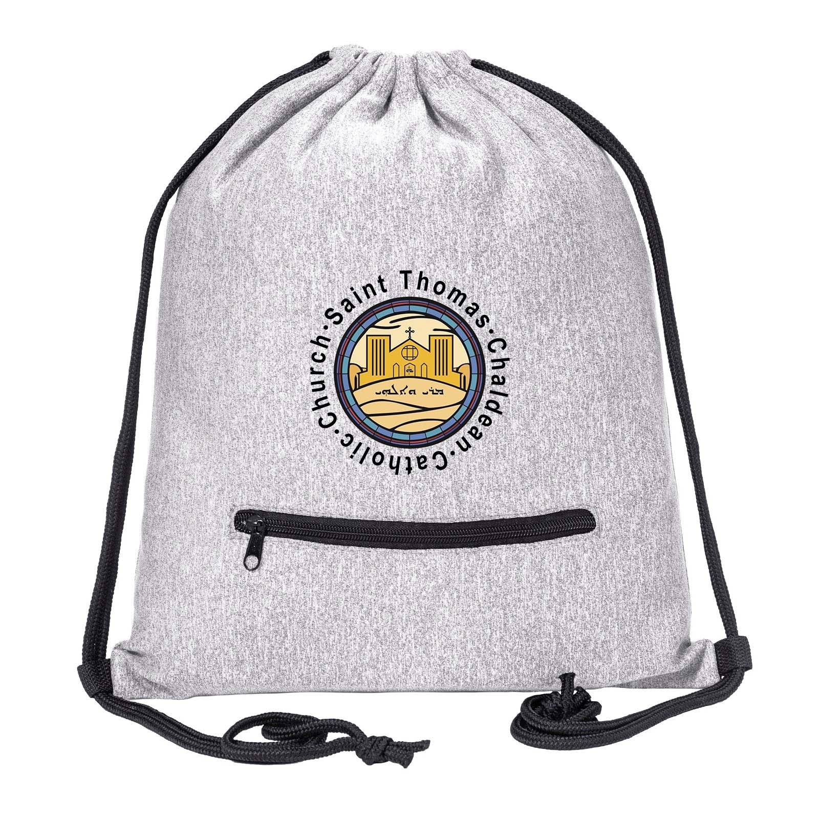 St. Thomas Catholic Church Drawstring Bag w/ Zipper Pocket Printed - Mato & Hash