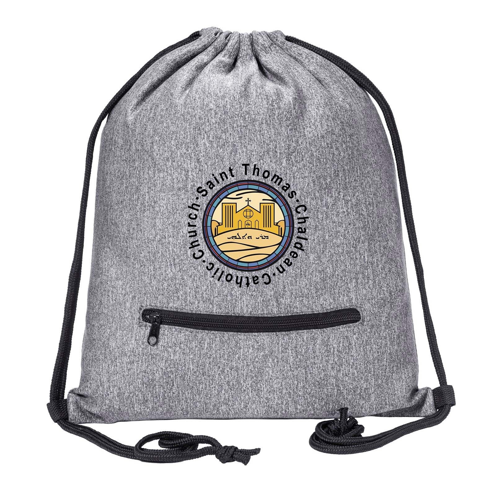 St. Thomas Catholic Church Drawstring Bag w/ Zipper Pocket Printed - Mato & Hash