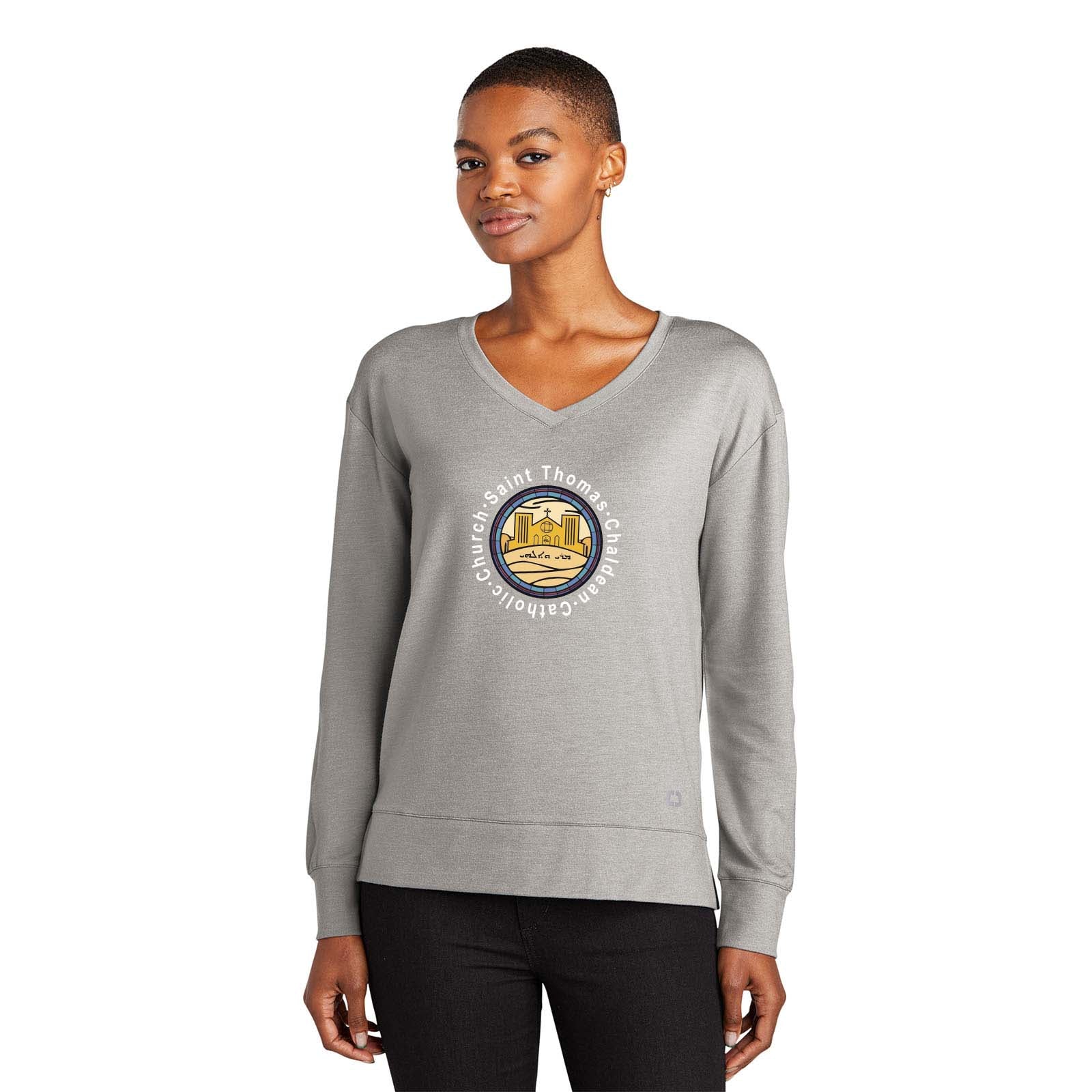 St. Thomas Catholic Church OGIO® Ladies Luuma Flex Long Sleeve V-Neck Printed - Mato & Hash