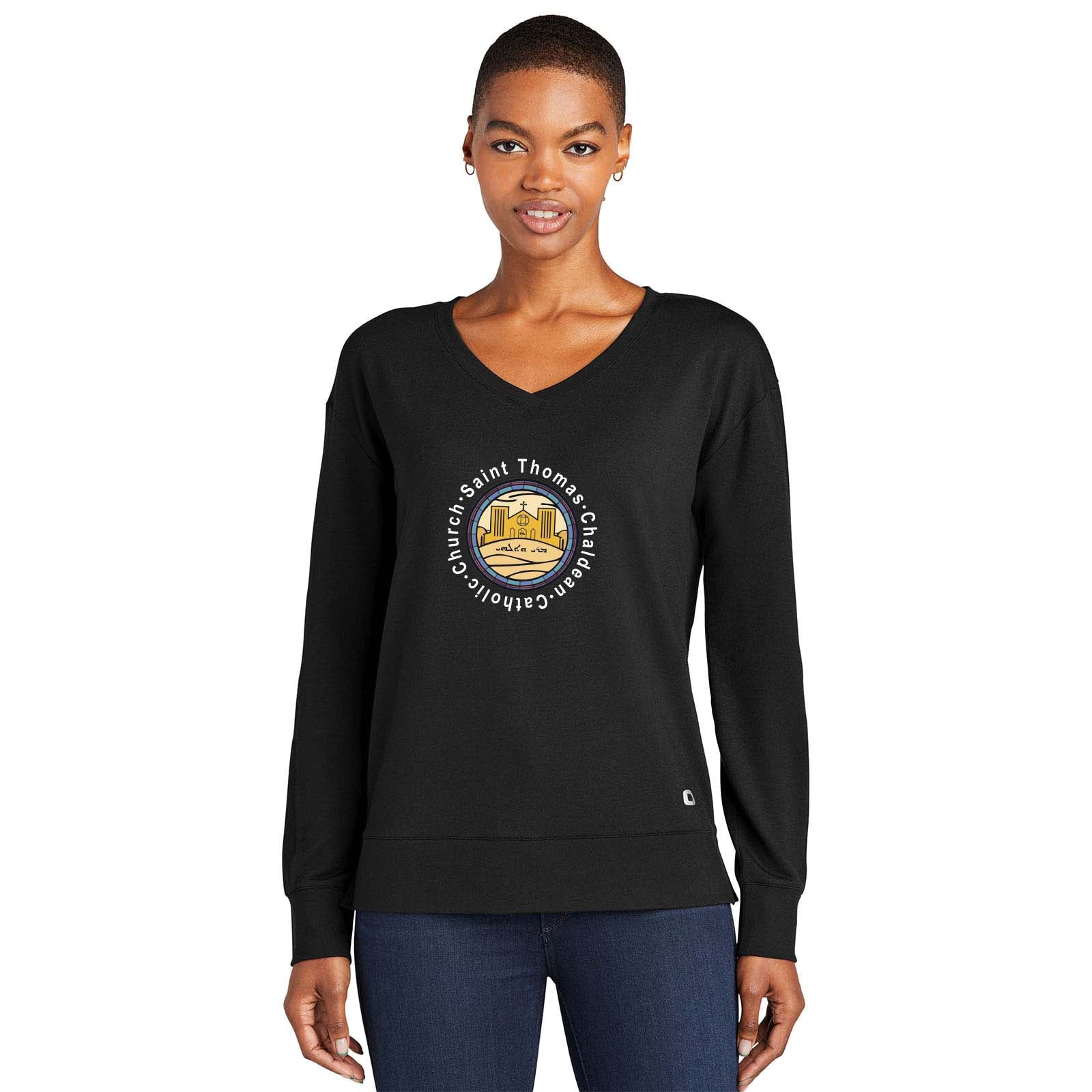 St. Thomas Catholic Church OGIO® Ladies Luuma Flex Long Sleeve V-Neck Printed - Mato & Hash