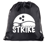 Strike Bowling Pin Polyester Drawstring Bag