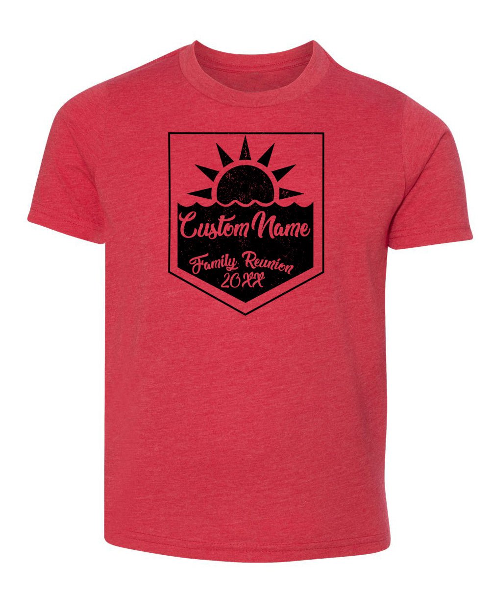 Sun + Water Custom Name & Year Family Reunion Kids T Shirts - Mato & Hash