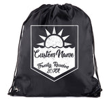 Sun + Water Custom Name & Year Family Reunion Polyester Drawstring Bag