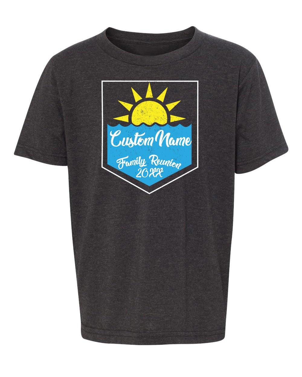 Sun + Water Full Color Custom Name & Year Family Reunion Kids T Shirts - Mato & Hash
