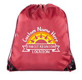 Sunset Full Color Custom Name & Location Family Reunion Polyester Drawstring Bag - Mato & Hash