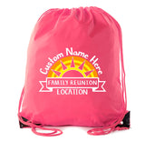 Sunset Full Color Custom Name & Location Family Reunion Polyester Drawstring Bag - Mato & Hash