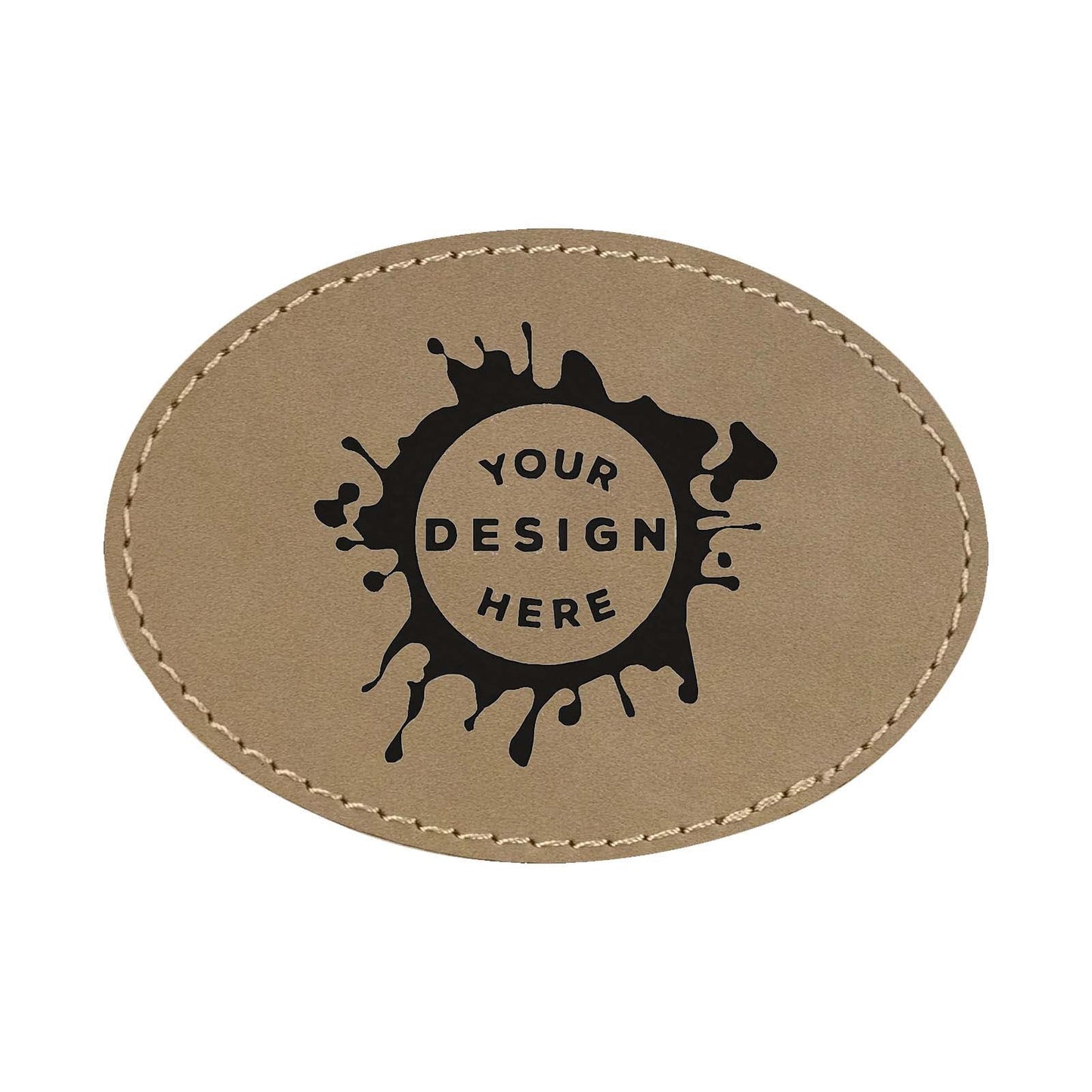 Synthetic Leather Patch w/ Custom Engraving - Oval - Mato & Hash
