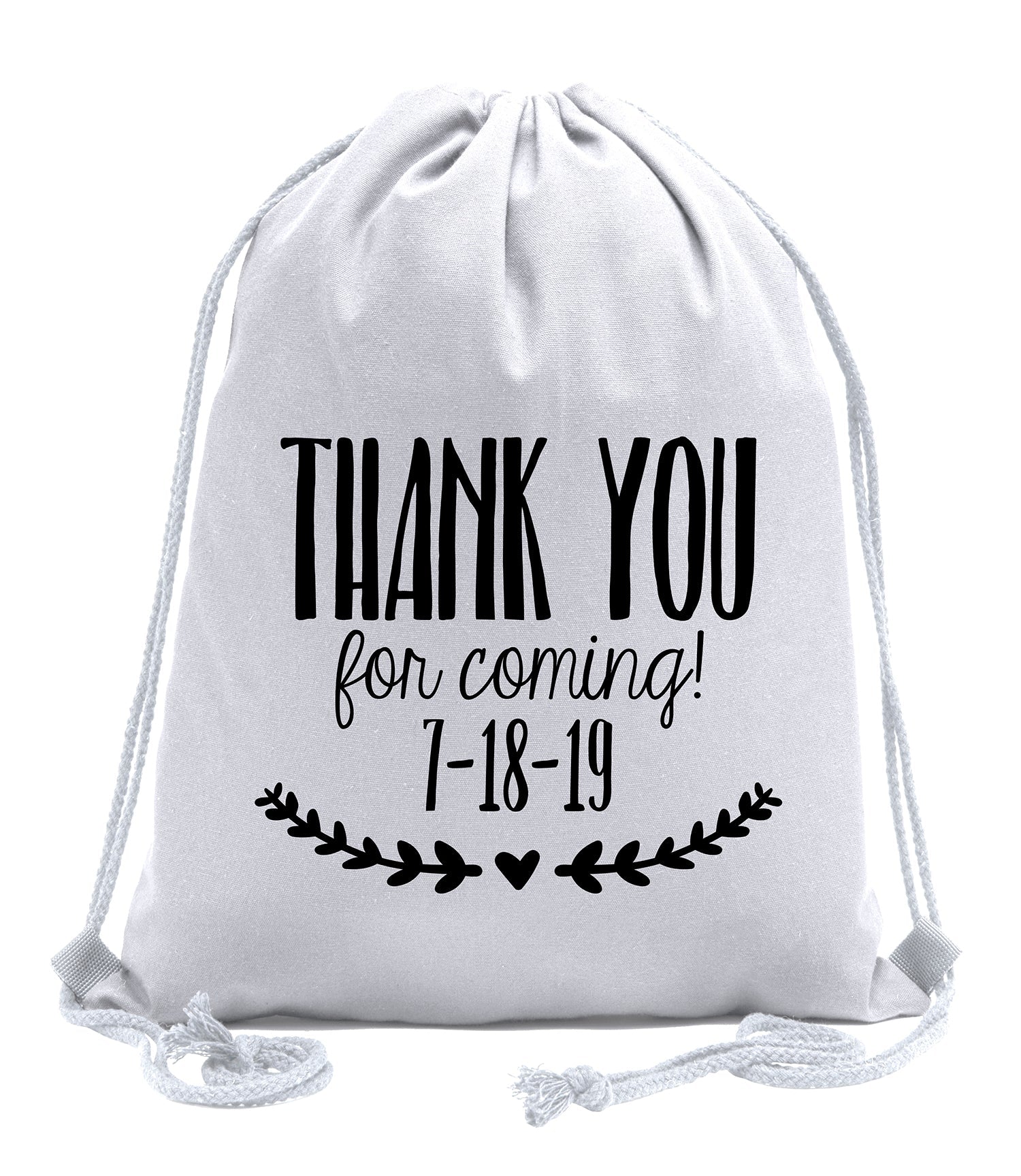 Thank You for Coming Custom Date Cotton Drawstring Bag - Mato & Hash