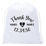 Thank You Heart Custom Names & Date Mini Polyester Drawstring Bag - Mato & Hash