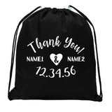 Thank You Heart Custom Names & Date Mini Polyester Drawstring Bag