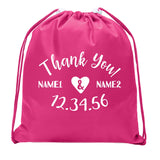 Thank You Heart Custom Names & Date Mini Polyester Drawstring Bag - Mato & Hash
