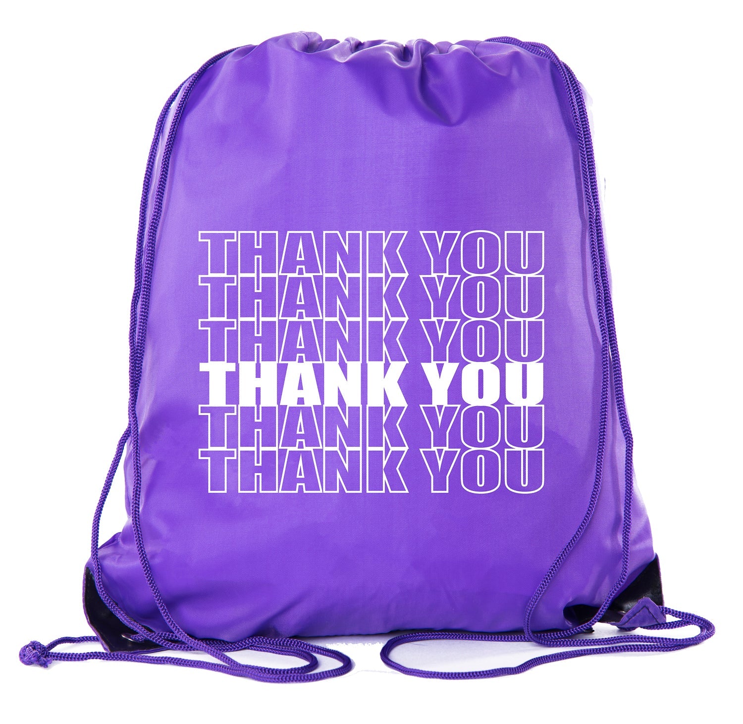 Thank You - Stacked Text - Polyester Drawstring Bag - Mato & Hash