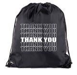Thank You - Stacked Text - Polyester Drawstring Bag