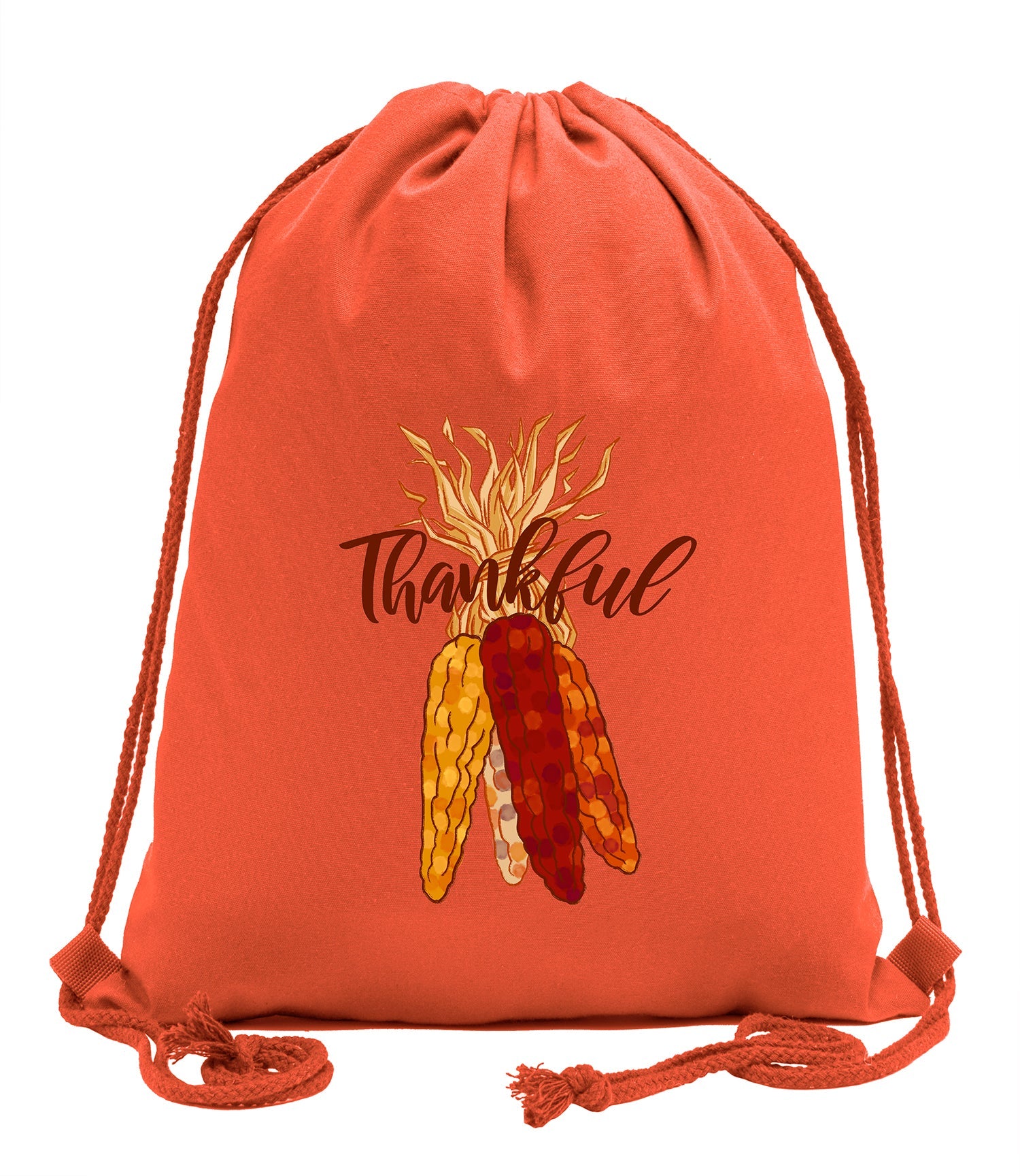 Thankful Corn Thanksgiving Cotton Drawstring Bag - Mato & Hash