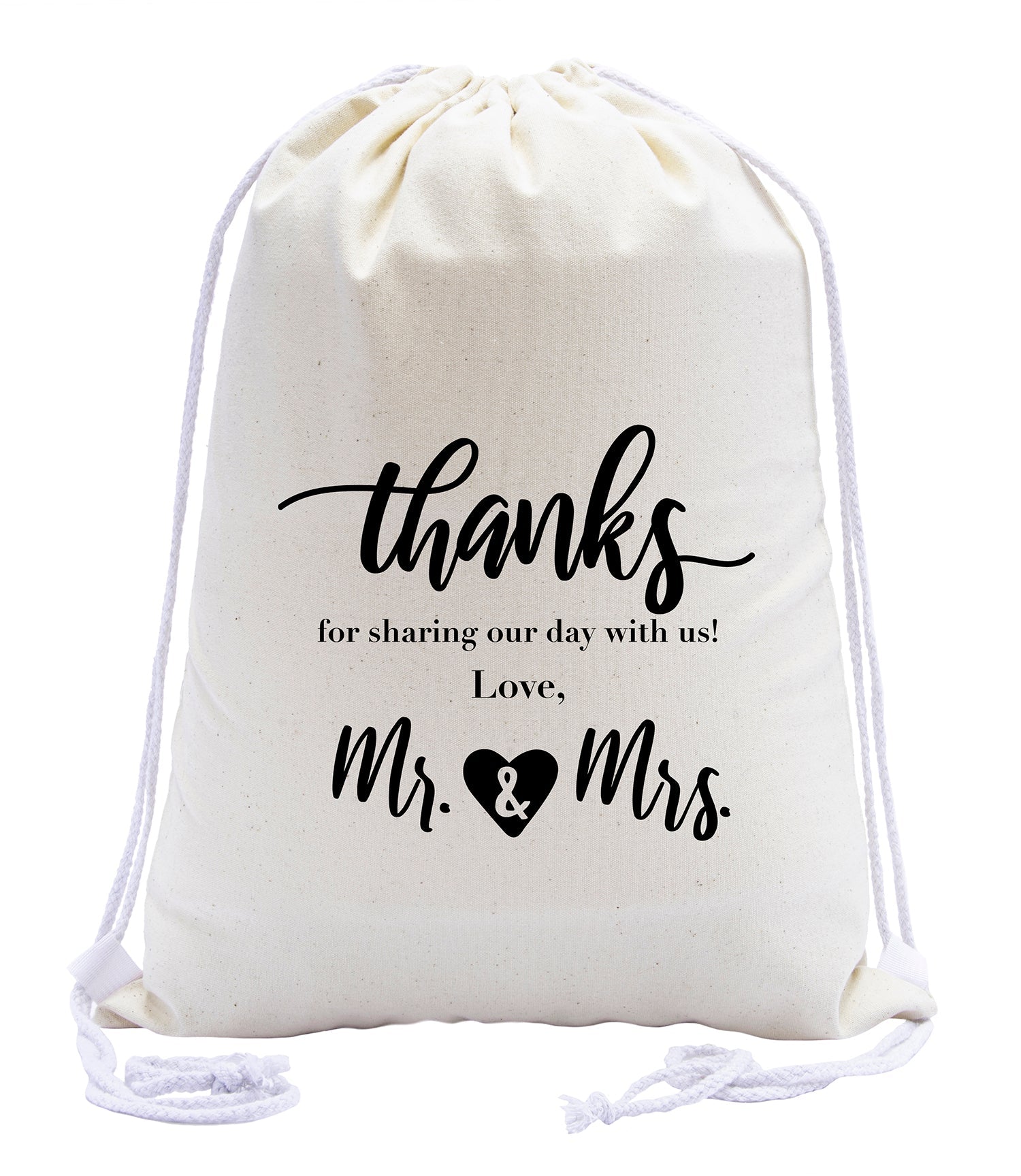 Thanks for Sharing Our Day - Love, Mr. & Mrs. Cotton Drawstring Bag - Mato & Hash