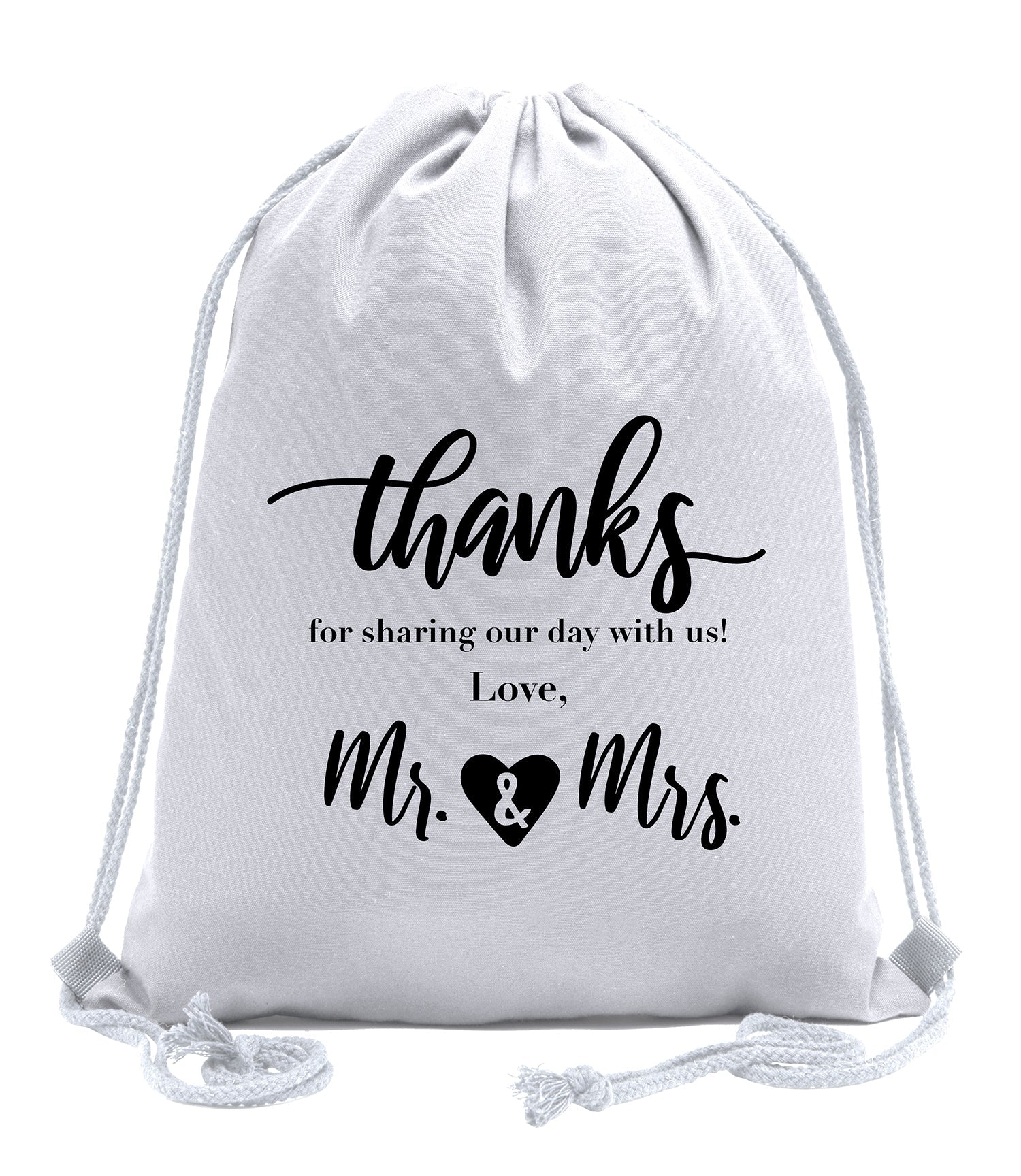 Thanks for Sharing Our Day - Love, Mr. & Mrs. Cotton Drawstring Bag - Mato & Hash