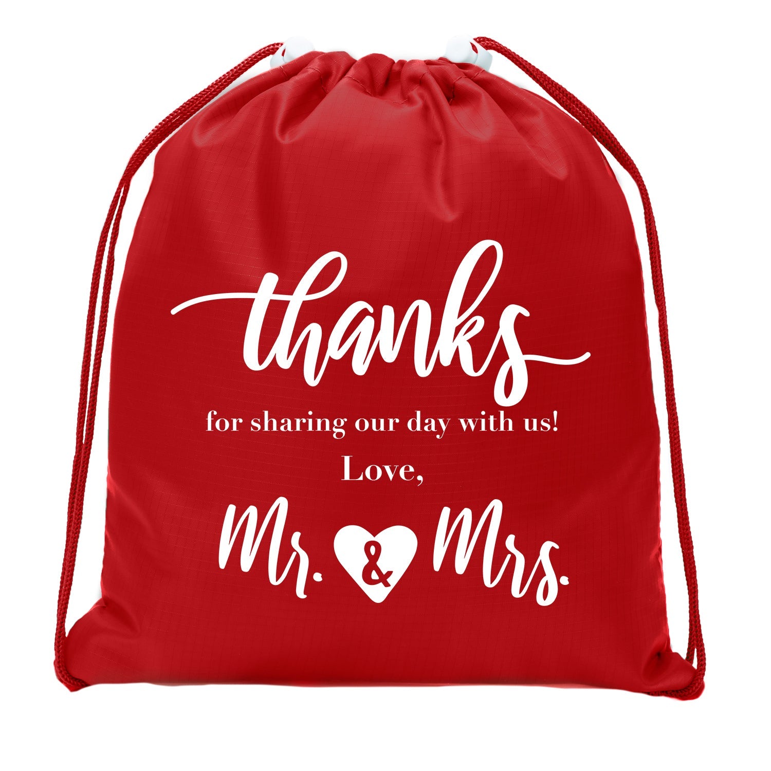 Thanks for Sharing Our Day - Love, Mr. & Mrs. Mini Polyester Drawstring Bag - Mato & Hash