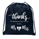 Thanks for Sharing Our Day - Love, Mr. & Mrs. Mini Polyester Drawstring Bag - Mato & Hash