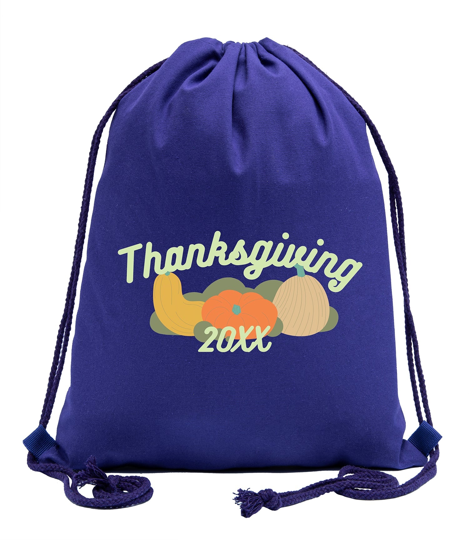 Thanksgiving Gourds Custom Year Cotton Drawstring Bag - Mato & Hash