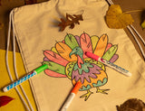 Thanksgiving Turkey Color in Cotton Drawstring Bag - Mato & Hash