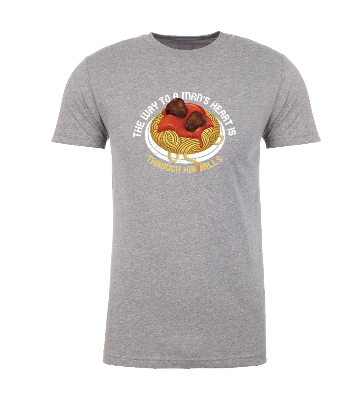 The Way to a Man's Heart Is Through His (Meat) Balls - Spaghetti Mens T Shirts - Mato & Hash