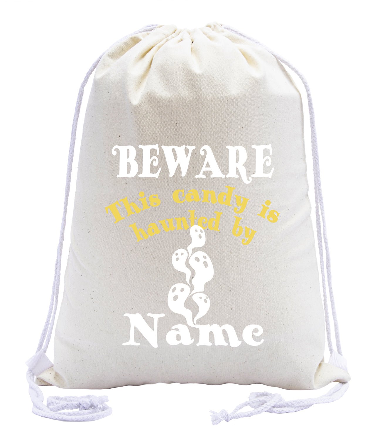 This Candy Is Haunted by Custom Name Cotton Halloween Drawstring Bag - Mato & Hash