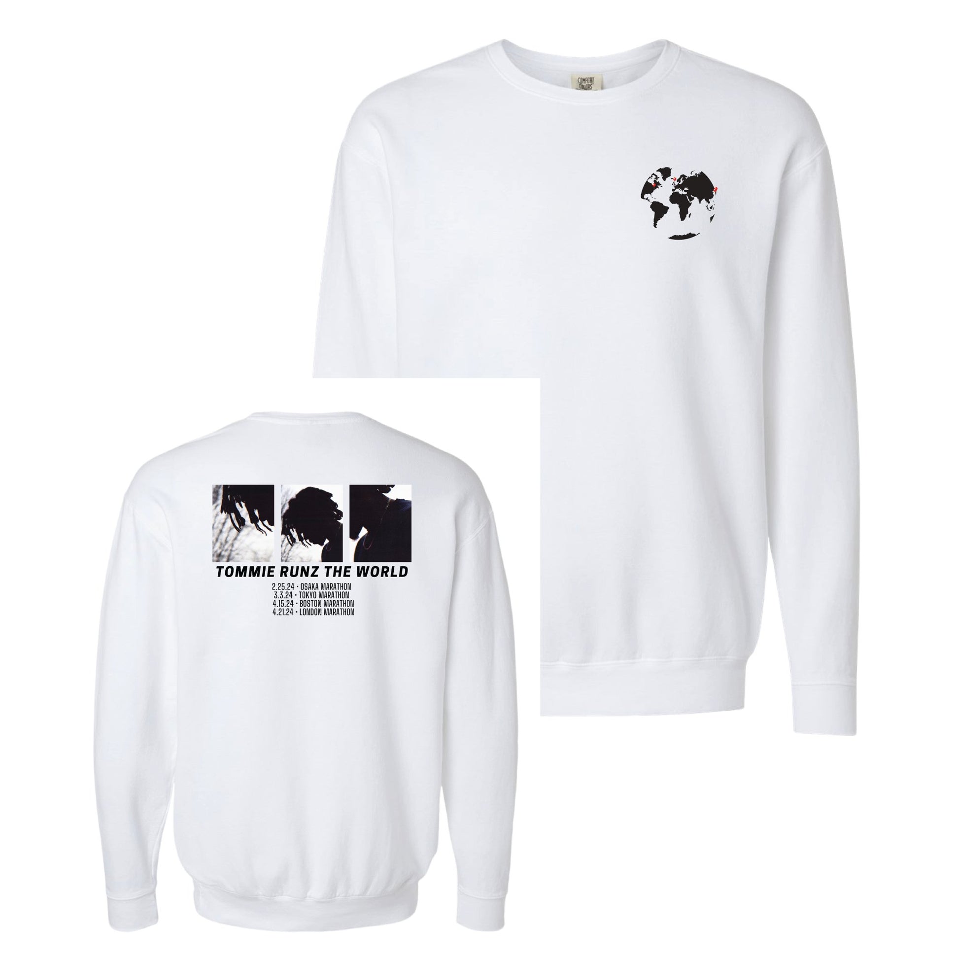 Tommy Runz the World Comfort Colors Garment-Dyed Lightweight Fleece Crewneck Sweatshirt - Mato & Hash