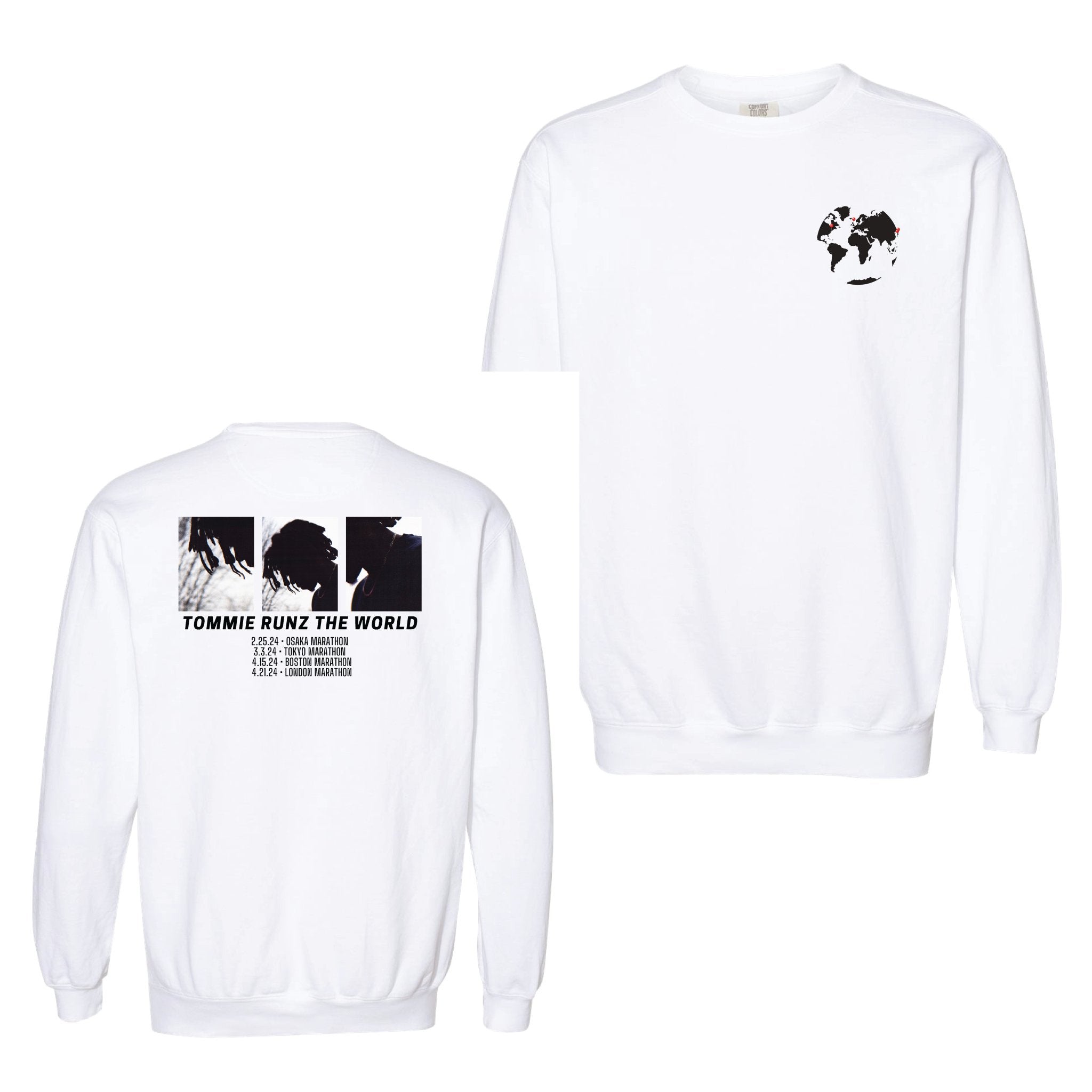 Tommy Runz the World Comfort Colors ® Ring Spun Crewneck Sweatshirt - Mato & Hash