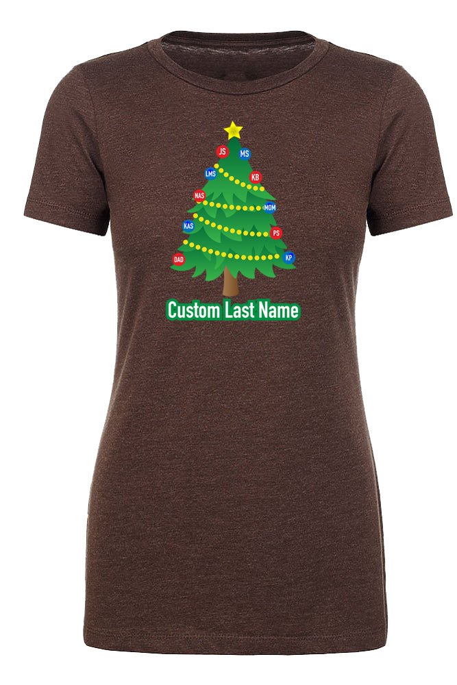 Tree + Custom Ornaments & Last Name Womens T Shirts - Mato & Hash