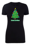 Tree + Custom Ornaments & Last Name Womens T Shirts