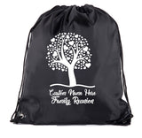 Tree + Heart Leaves Custom Name Family Reunion Polyester Drawstring Bag