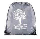 Tree + Heart Leaves Custom Name Family Reunion Polyester Drawstring Bag - Mato & Hash
