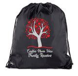 Tree w/ Heart Leaves Full Color Custom Family Reunion Polyester Drawstring Bag