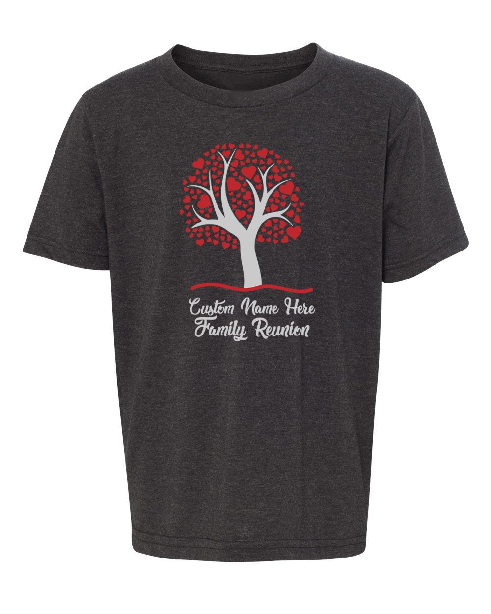 Tree w/ Heart Leaves Full Color Custom Name Family Reunion Kids T Shirts - Mato & Hash