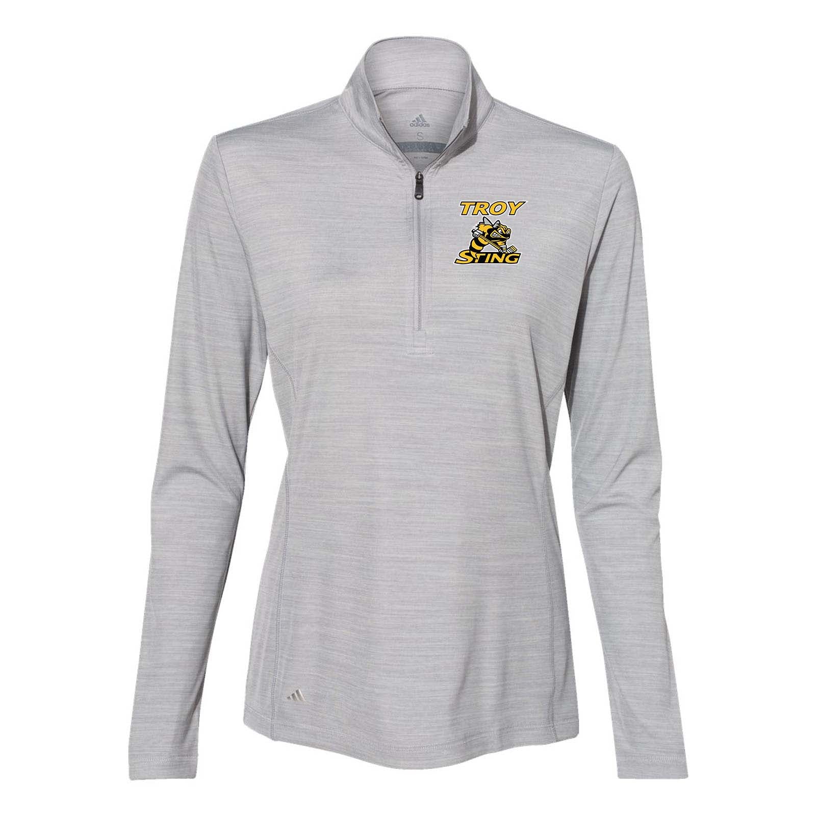 Troy Sting Adidas - Women's Lightweight Mélange Quarter-Zip Pullover Embroidery - Mato & Hash