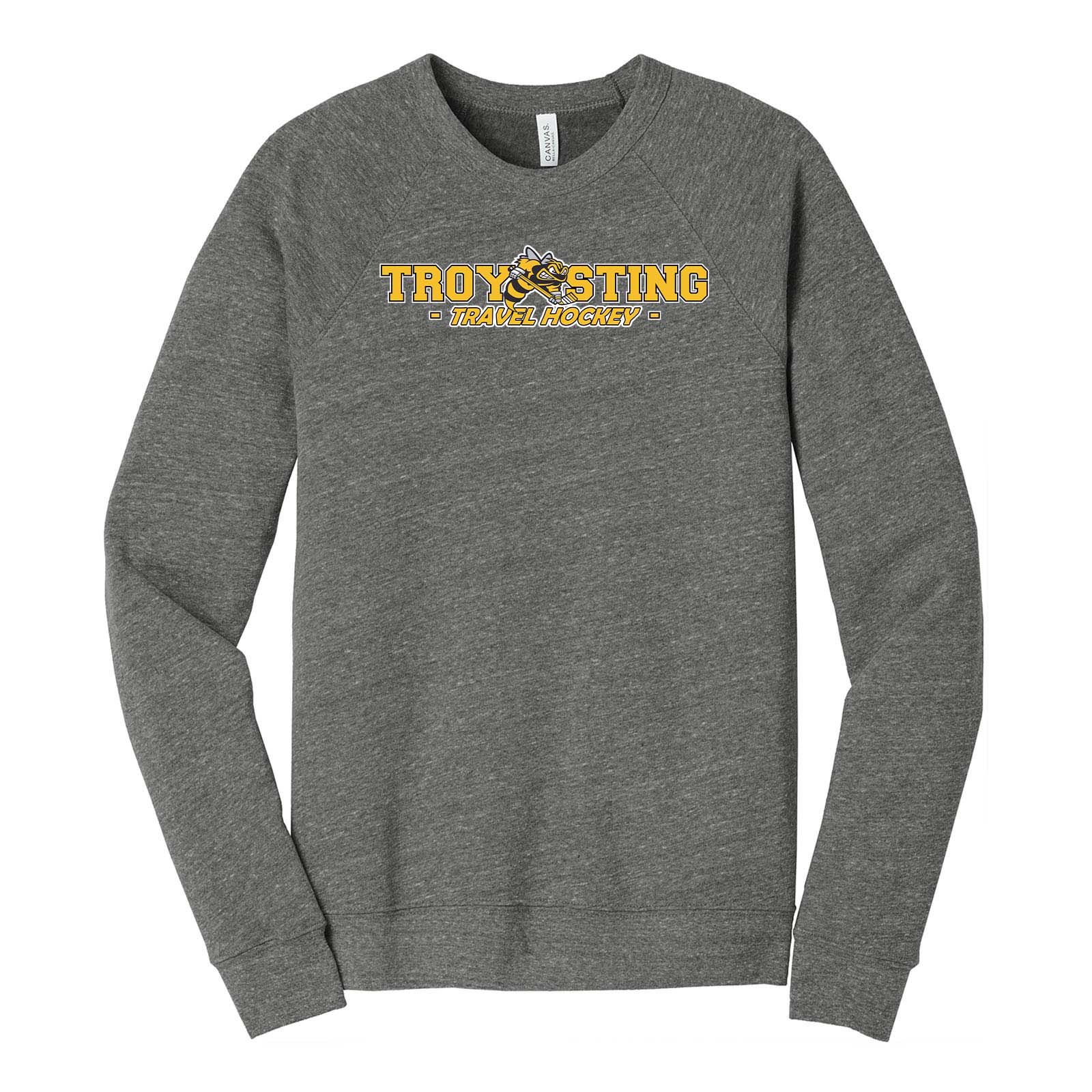 Troy Sting Bella + Canvas Unisex Cotton/Polyester Fleece Raglan Crewneck Sweatshirt Embroidery - Mato & Hash