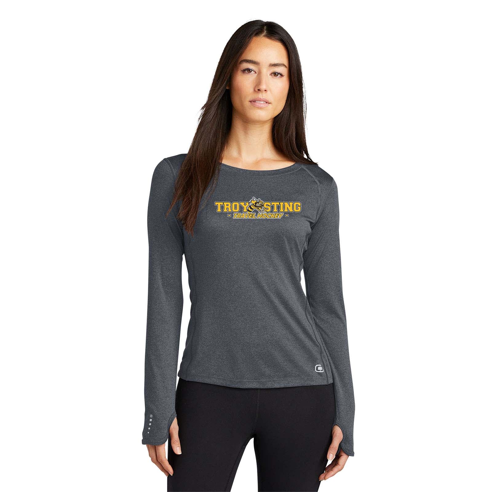 Troy Sting OGIO® ENDURANCE Ladies Long Sleeve Pulse Crew Embroidery - Mato & Hash