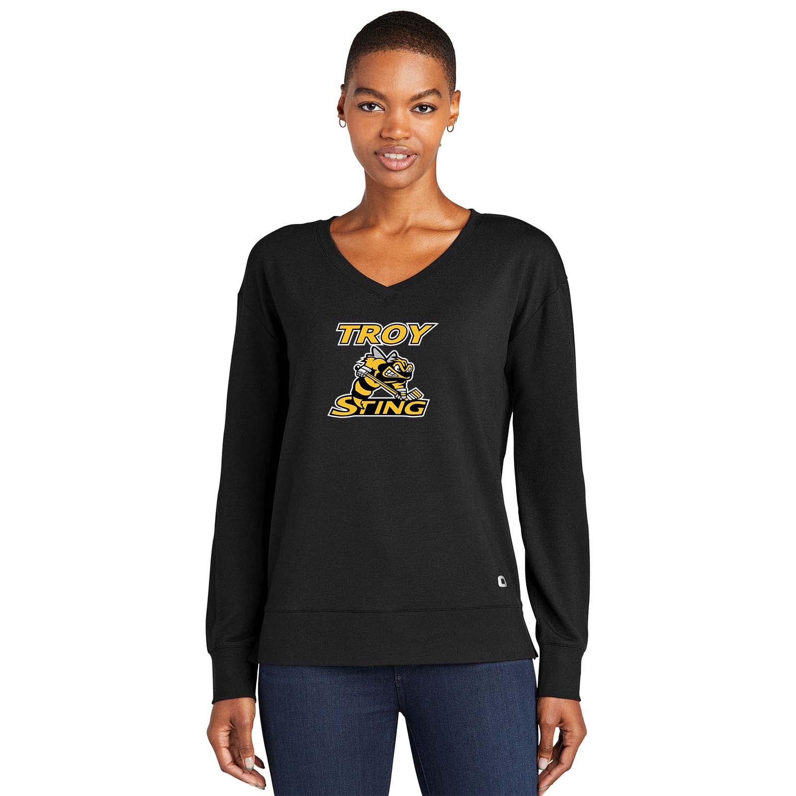 Troy Sting OGIO® Ladies Luuma Flex Long Sleeve V-Neck Printed - Mato & Hash