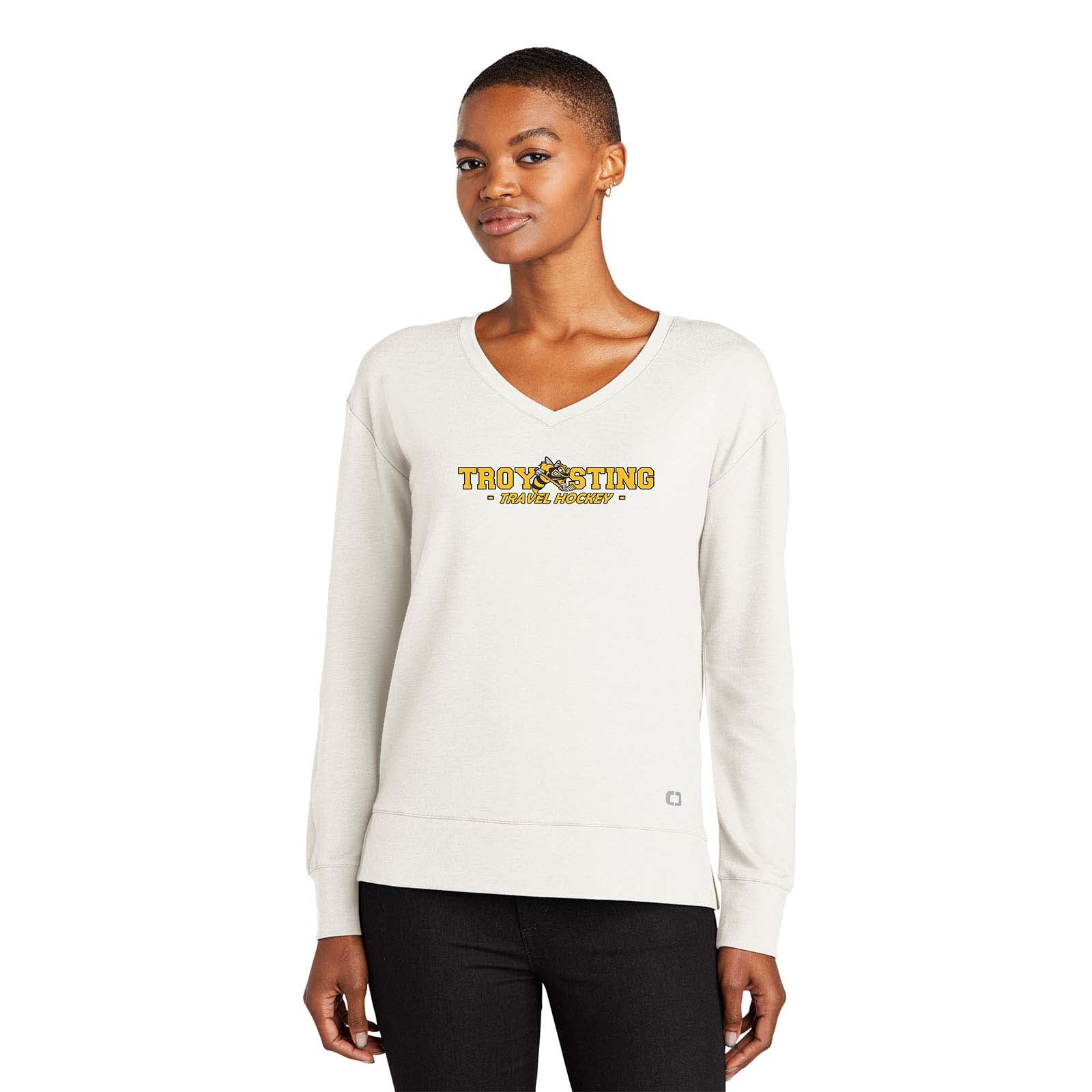 Troy Sting OGIO® Ladies Luuma Flex Long Sleeve V-Neck Printed - Mato & Hash