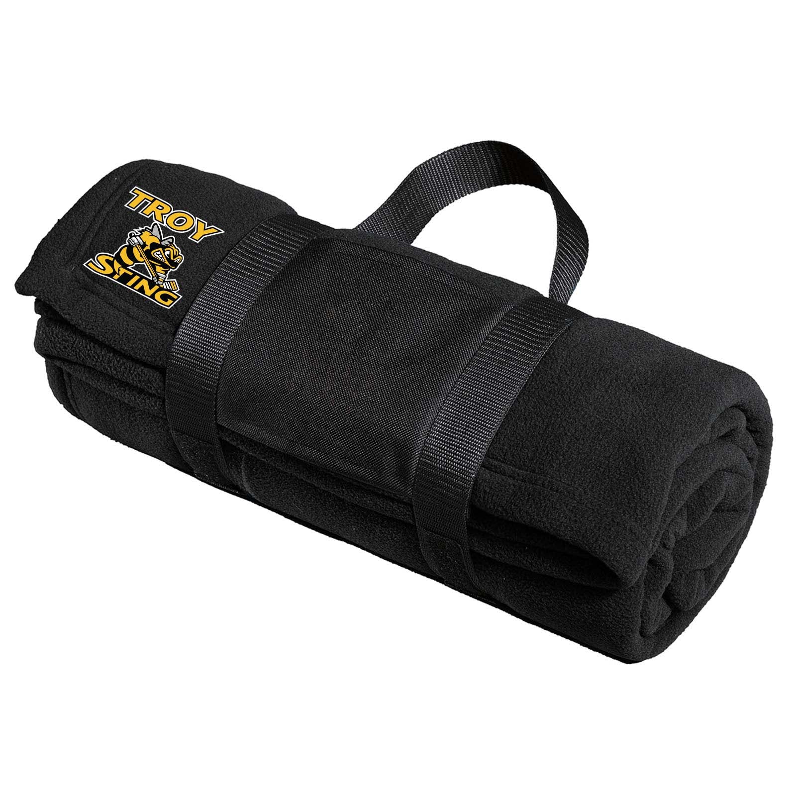 Troy Sting Port Authority® Fleece Blanket with Carrying Strap Embroidery - Mato & Hash