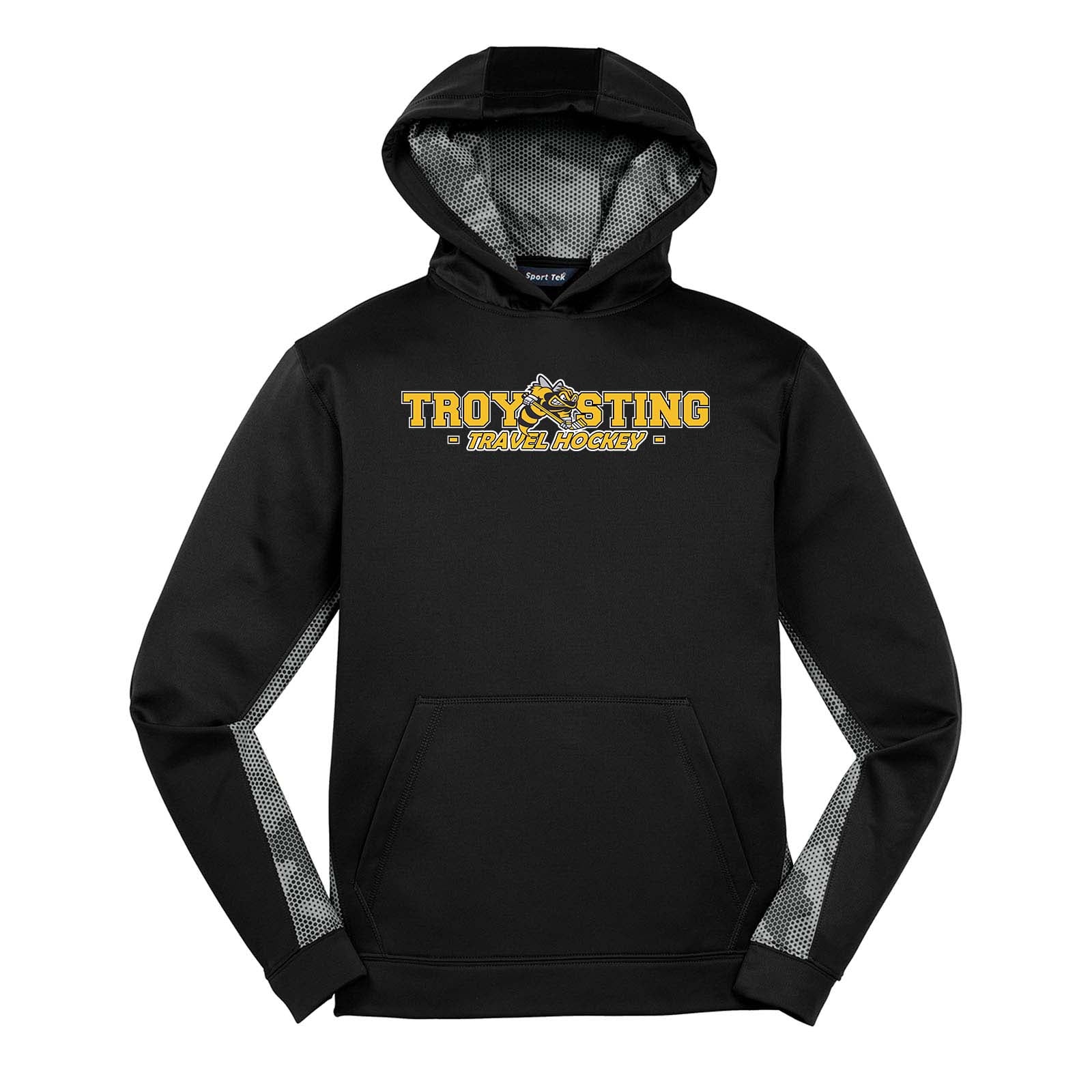 Troy Sting Sport-Tek® Youth Sport-Wick® CamoHex Fleece Colorblock Hooded Pullover Printed - Mato & Hash