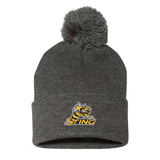 Troy Sting Sportsman Pom-Pom 12" Knit Beanie Embroidered - Mato & Hash