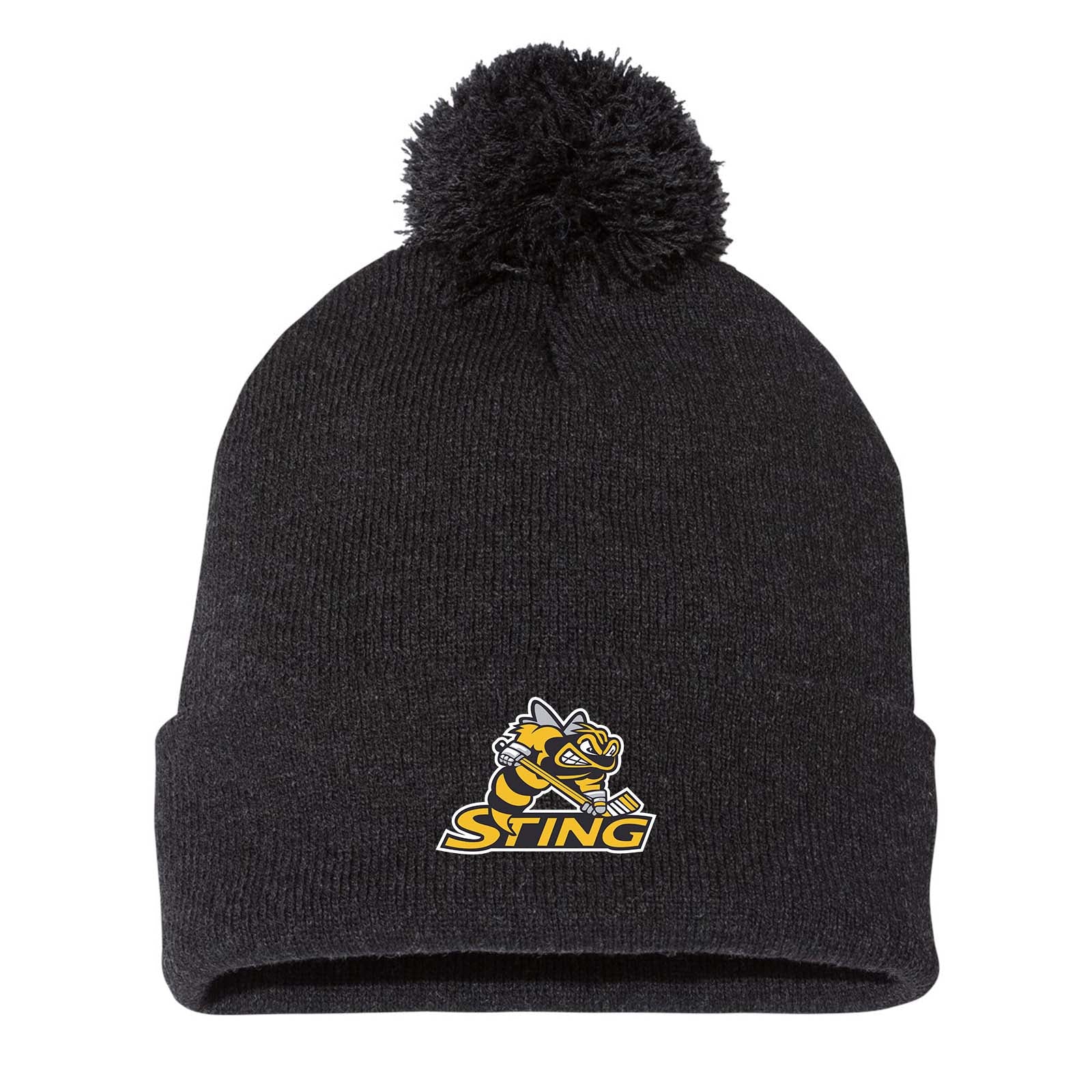 Troy Sting Sportsman Pom-Pom 12" Knit Beanie Embroidered - Mato & Hash