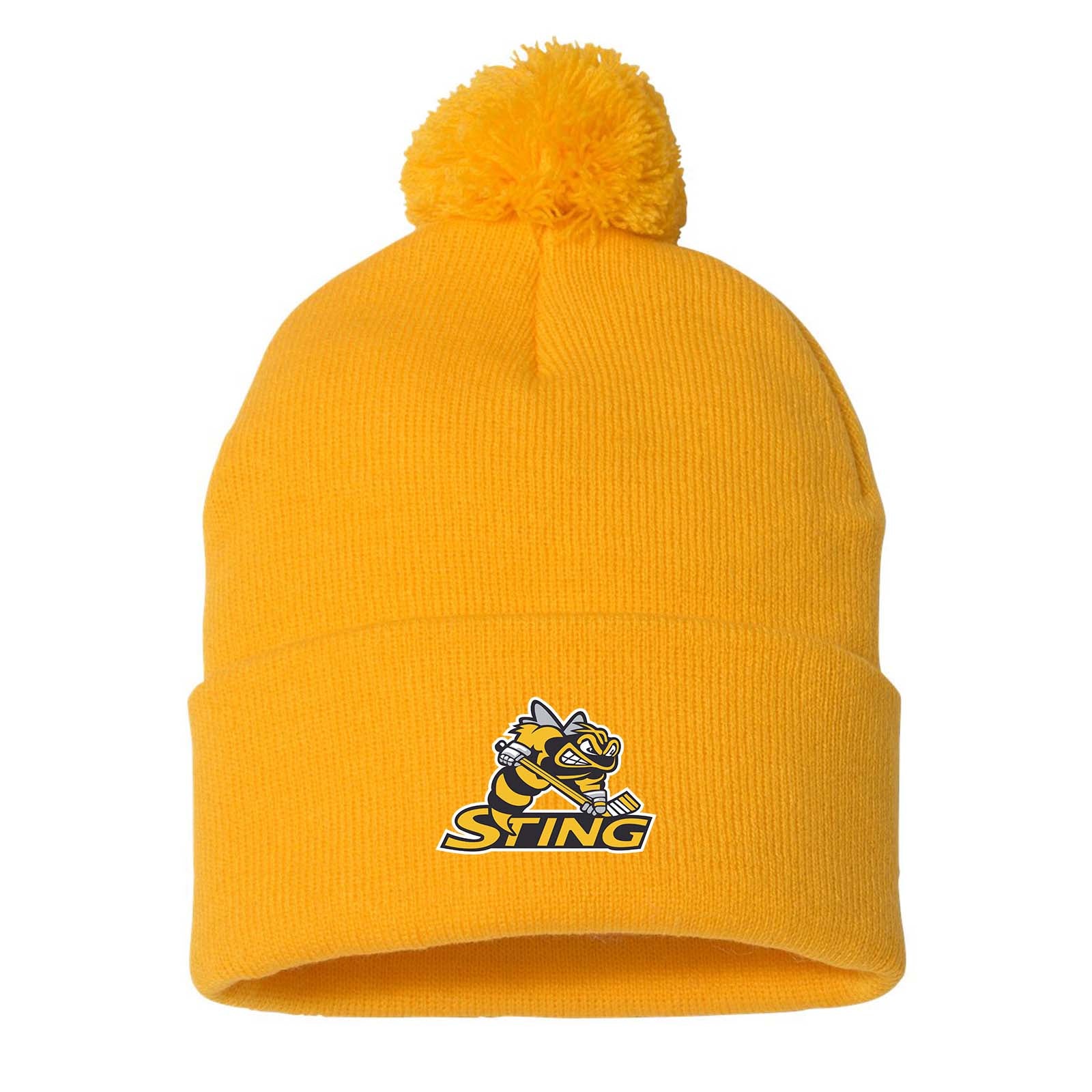 Troy Sting Sportsman Pom-Pom 12" Knit Beanie Embroidered - Mato & Hash