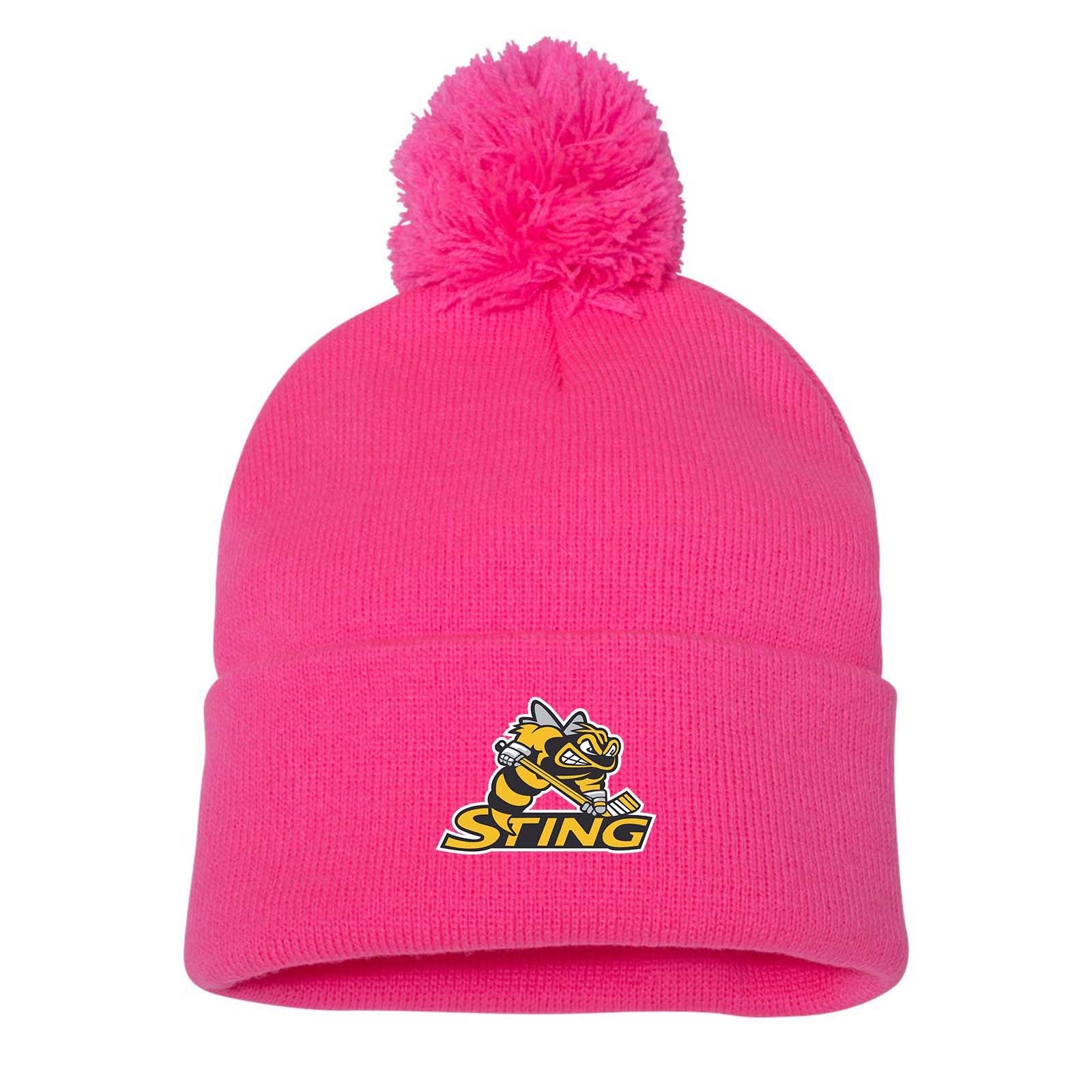 Troy Sting Sportsman Pom-Pom 12" Knit Beanie Embroidered - Mato & Hash