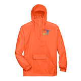UltraClub Adult Quarter-Zip Hooded Pullover Pack-Away Jacket Embroidery - Mato & Hash