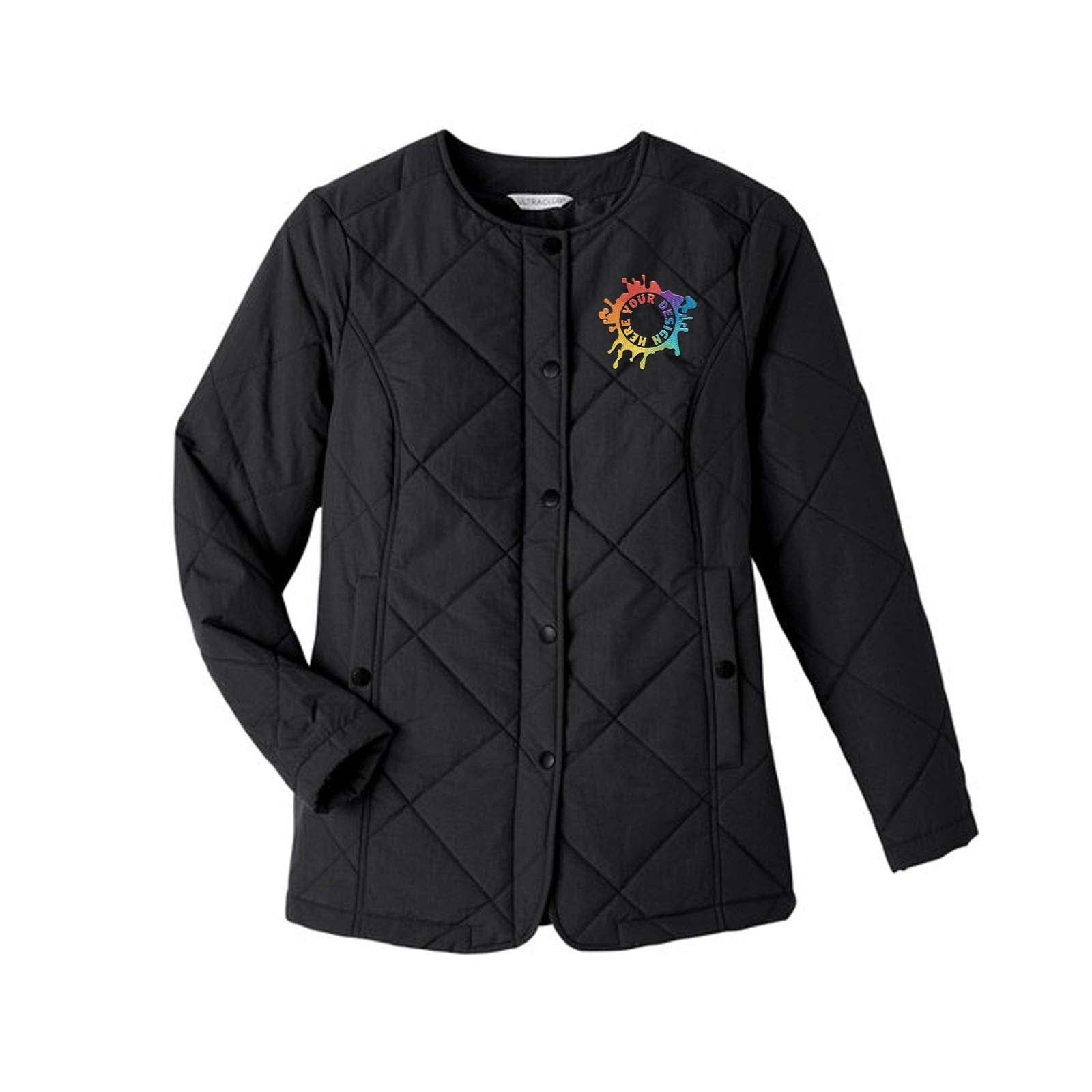 UltraClub Ladies' Dawson Quilted Hacking Jacket Embroidery - Mato & Hash