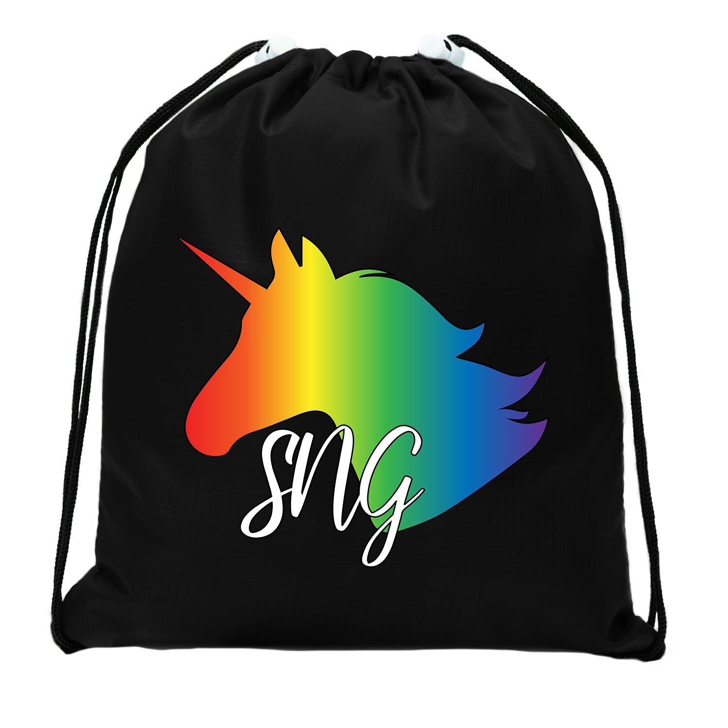 Unicorn Head + Custom Initials Mini Polyester Drawstring Bag