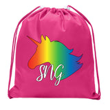 Unicorn Head + Custom Initials Mini Polyester Drawstring Bag - Mato & Hash